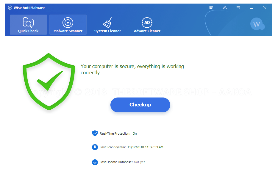 Wise Anti Malware Main Interface